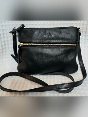 Kate Spade New York Black Pebbled Leather Crossbody Bag Gold Hardware